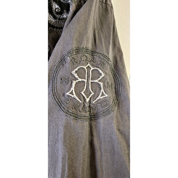 Roar Button Up Shirt Men’s Size L Affliction Style Embroidered Y2K Punk Biker - Picture 11 of 12